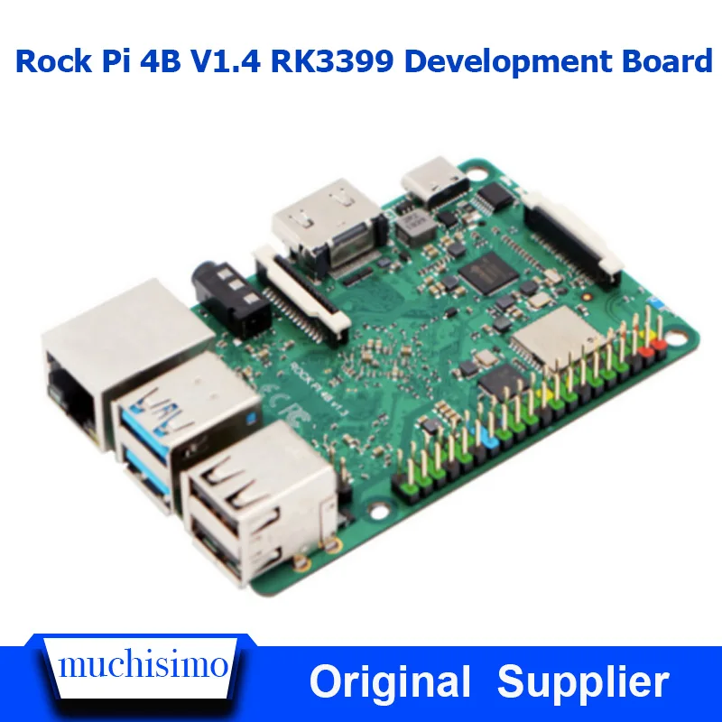 

ROCK PI 4B V1.4 Rockchip RK3399 ARM Cortex Six Core SBC/Single Board Computer Compatible with Official Raspberry Pi Display
