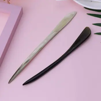 

Vintage Hairpin Chinese Ancient Hair Updo Style Retro Natural Ox Horn Headwear