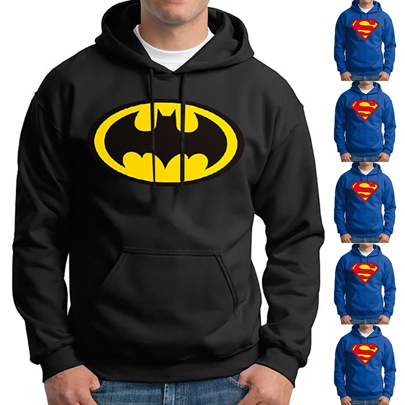 

Superhero Superman Batman Hooded sweater Cosplay Fashionable man Costume Fleece Long Sleeve Hooded Jacket Cardigan Sweatshirt