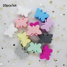 Collier de dentition en Silicone pour bébé, 20 pièces, perles papillon sans BPA, Perle Kralen pour la fabrication de bijoux, bricolage 