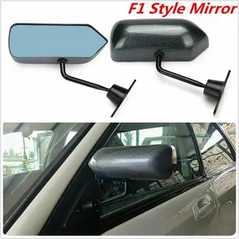 

2x Carbon Fiber Look Racing F1 Car Door Motorcycle Wing Mirrors Rearview Kit Blue Glass