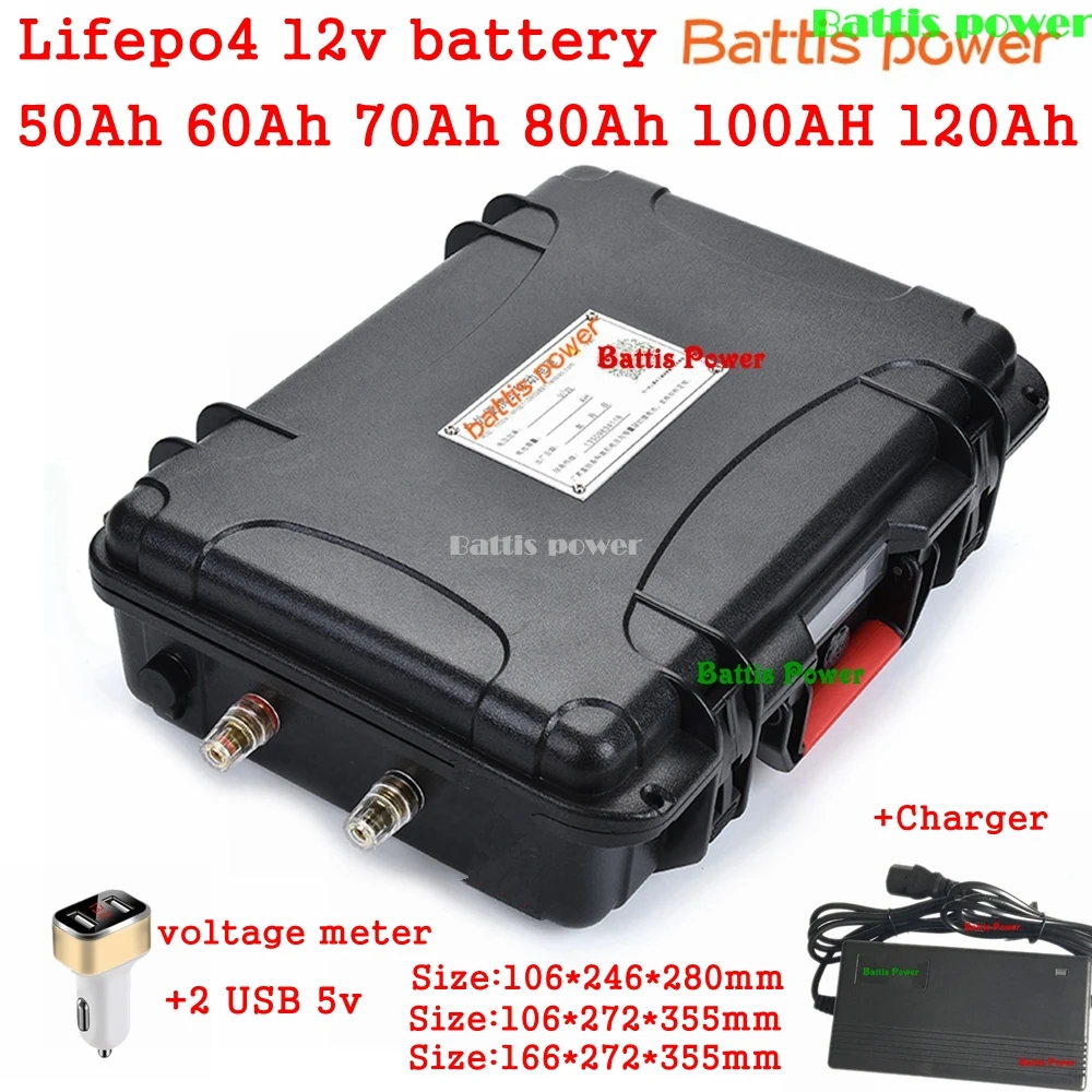 Ультра большая емкость 12,8 v 12V 50Ah 60Ah 70Ah 80Ah 100AH Lifepo4 батареи для 250w 500w Солнечная энергия UPS+ 14,6 v зарядное устройство