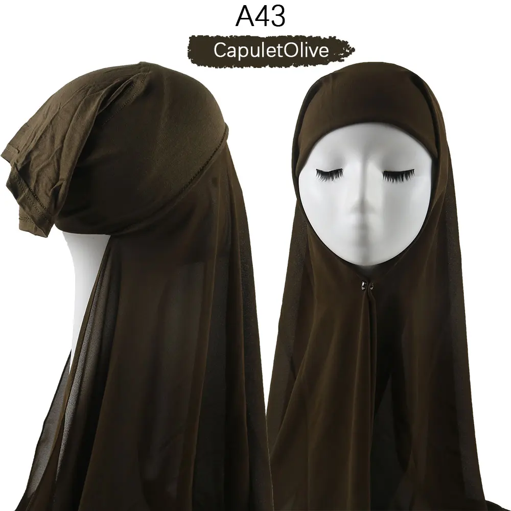Women Muslim Instant Chiffon Hijab With Cap Underscarf Bonnet HIjabs  Scarf Islam Headscarf Headwrap Turbante