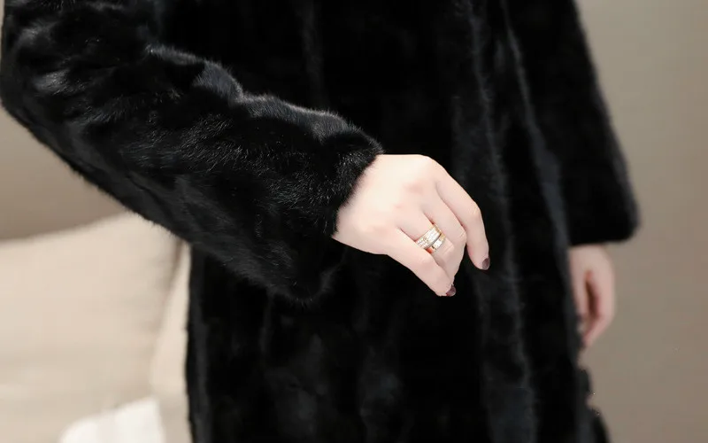 Женское натуральное вязаное Норковое меховое пальто большой натуральный Лисий меховой воротник теплый плюс размер роскошное длинное пальто женская зимняя куртка
