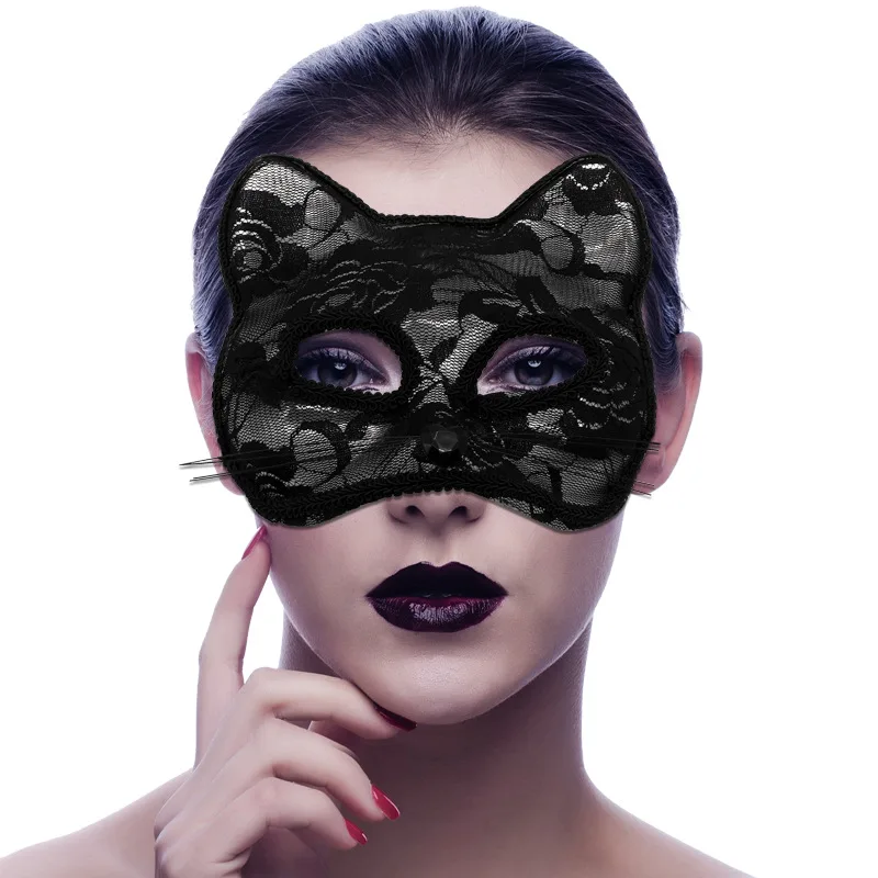 Sexy Frauen Spitze Katze Maske halbes Gesicht Fuchs Tier Cosplay Sex Maske Halloween Party Maske Maskerade Ball ausgefallene Masken – Detail 1