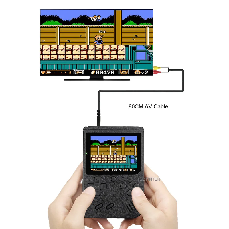 Retro Portable Mini Handheld Video Game Console 8-Bit 3.0 Inch Color LCD Kids Color Game Player Built-in 400 games