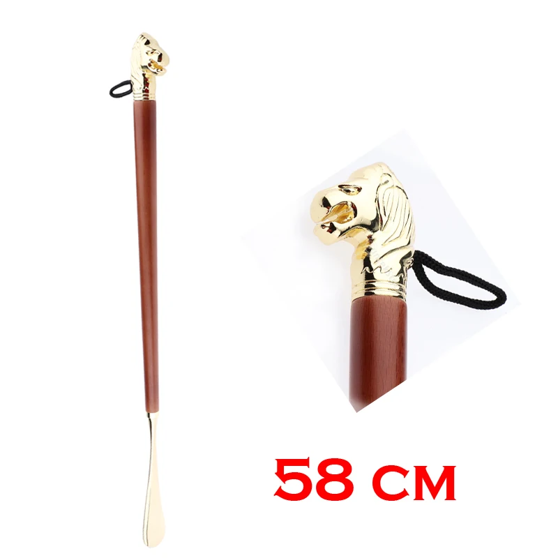 Shoe Horn 58cm Retro Durable Lion Head Long Metal Shoehorn Brown Wood ...