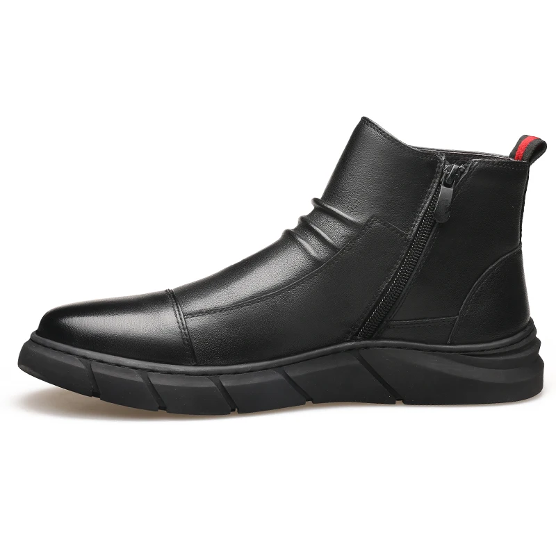 Новое поступление; мужские роскошные модные зимние ботинки; Черная хлопковая обувь из натуральной кожи; теплые плюшевые зимние ботильоны; chaussure homme botas