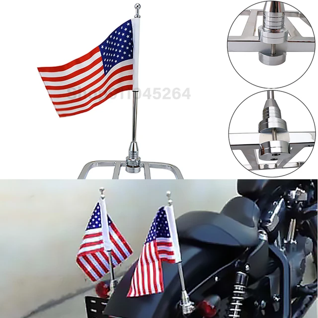 Motorcycle Rear Side Mount Flag Pole America Flag For Harley