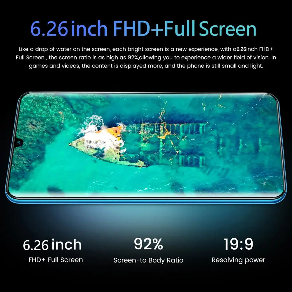 SOYES Note23 Moblie Phones 2+16GB Face Recognition Smartphones 6.26-Inch 5+13MP 2 SIM Card Android Cellphone 4800mAh HEXA Core