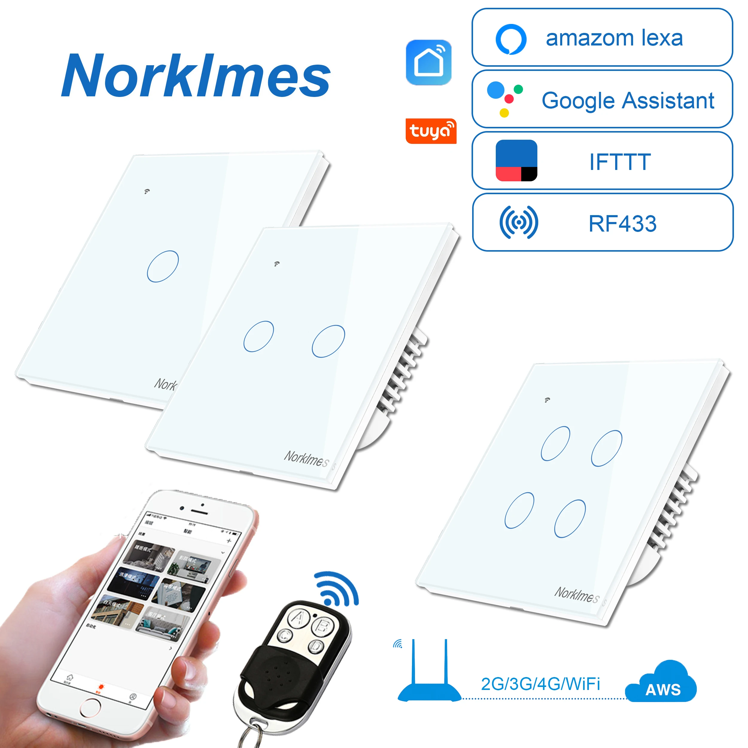 Us 17 95 40 Off Led Light Switch Smart Light Wall Interruptor 2 Way 1 2 4 Gang Wifi And Rf433 Eu Uk Standard Work With Alexa Google Switches