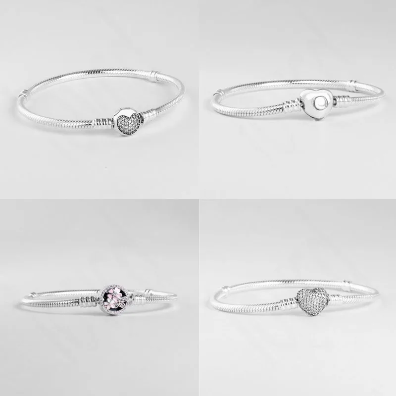 

100% 925 sterling silver bracelet fit 3mm Charms Original Bracelet Jewelry for women Valentine's Day Gift