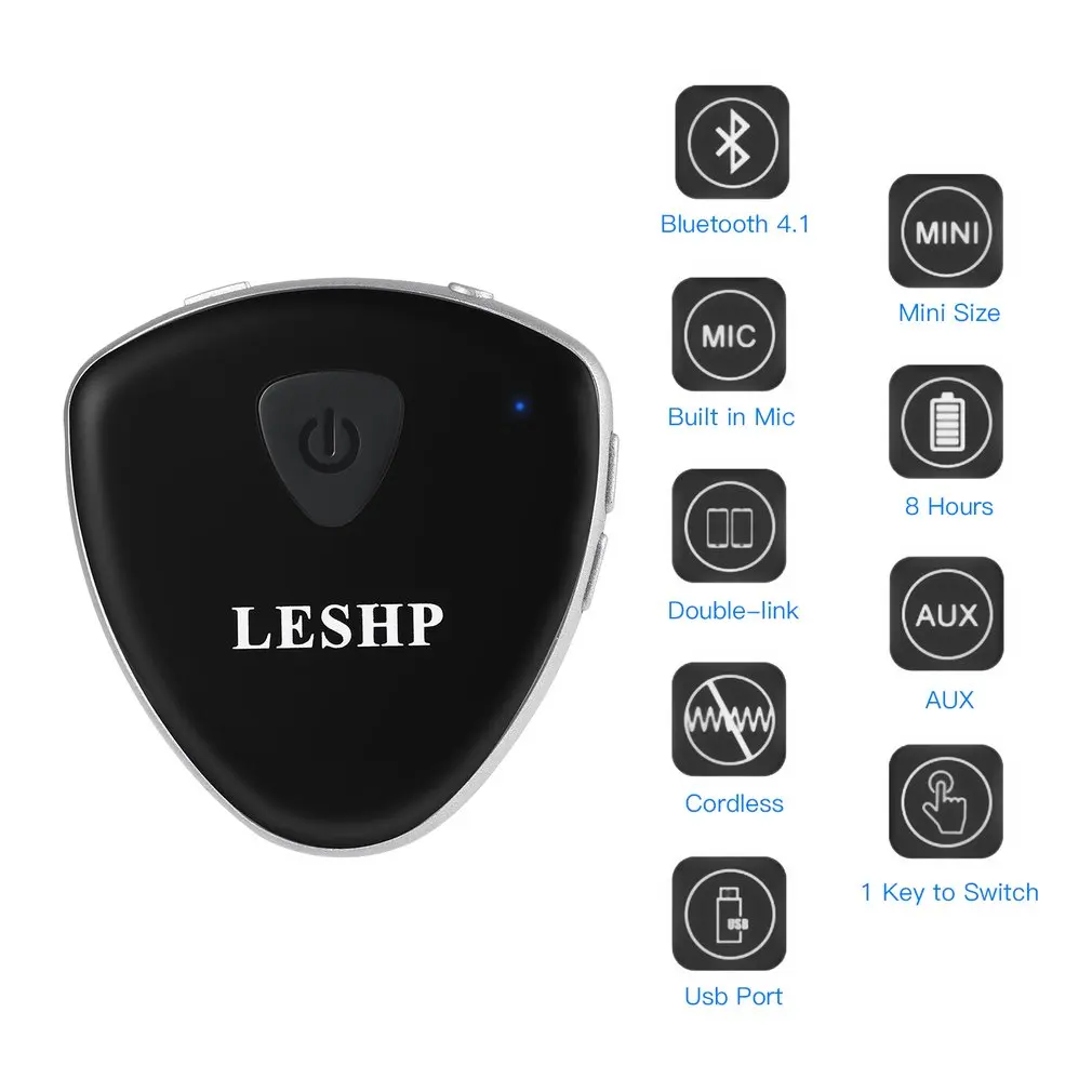 LESHP Heart Shaped Transmitter& Receiver 2 in 1 Wireless Audio Handsfree Adapter CSR8670 for Headphone Speaker