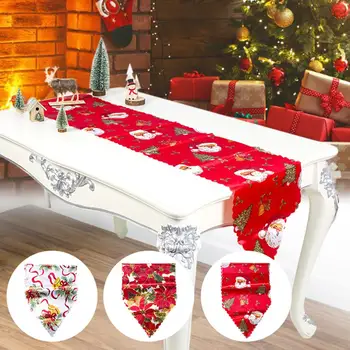 

Christmas Table Mat Tablecloth Christmas Flag Party Decorative Santa Claus Tapestry Table Runners Christmas Decoration For Home