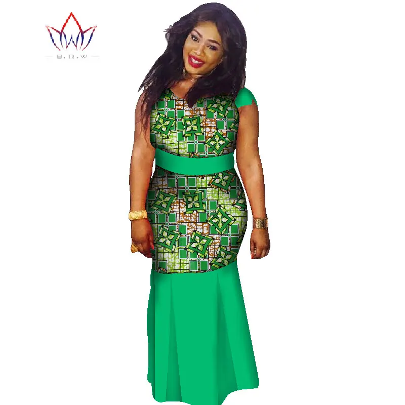 Модное Африканское Платье с принтом Дашики, повседневное длинное Хлопковое платье, Африканское платье для женщин, африканская восковая одежда Анкары WY1354 - Цвет: 23