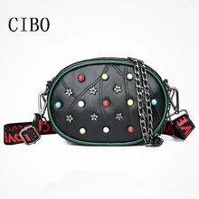 CIBO сумки через плечо для женщин сумка летняя черная сумка на плечо с заклепками женская сумка-мессенджер из овечьей кожи женская маленькая сумочка