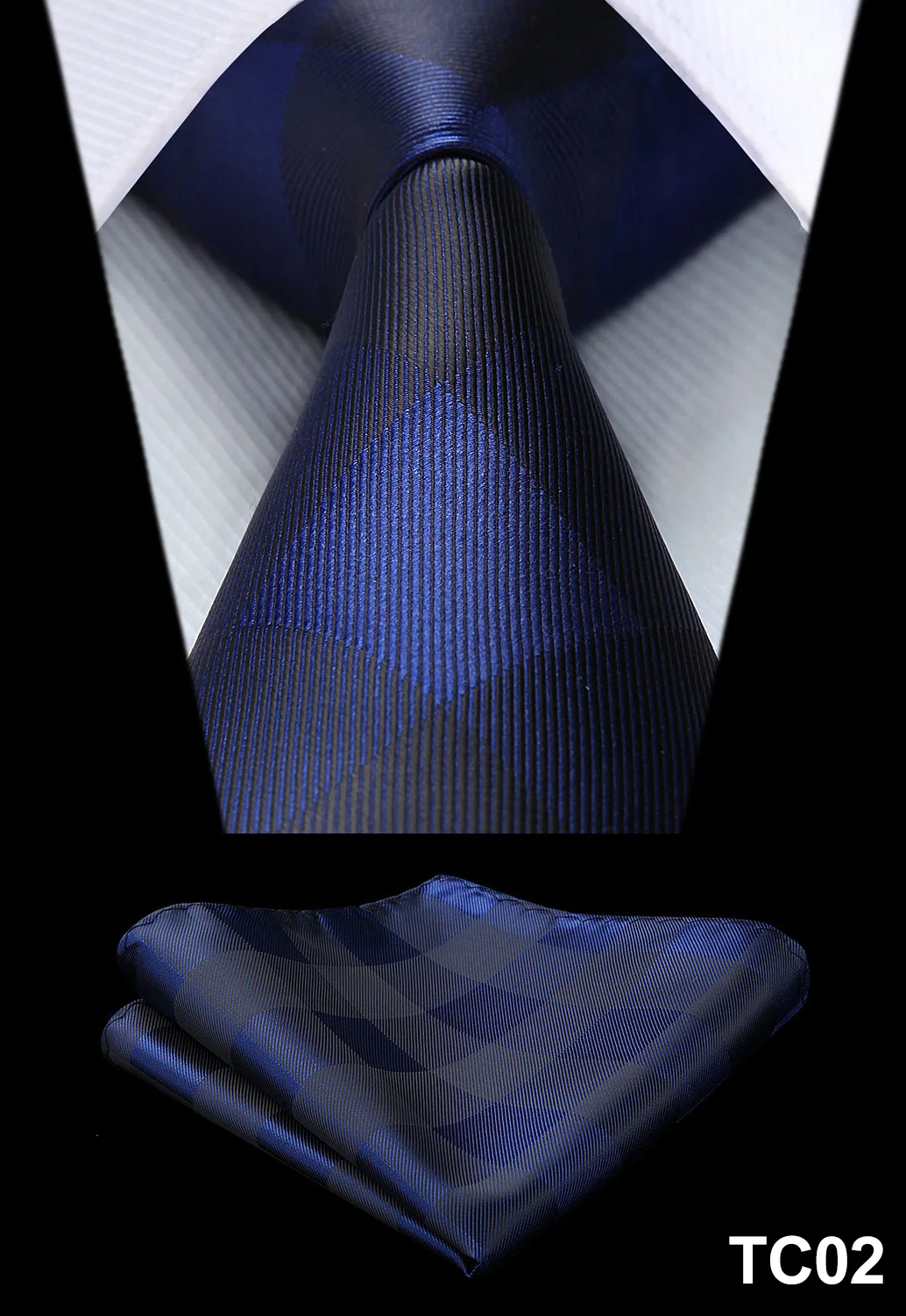  Party Wedding Men's Classic Plaid Check Polka Dot Woven Silk Necktie Handkerchief Set