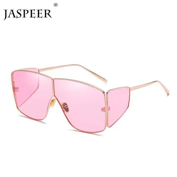 

JASPEER 2019 New Oversized Sunglasses Women Men Brand Design Rimless Gradient Square Sun Glasses Alloy Big Frame Lady Sunglasses