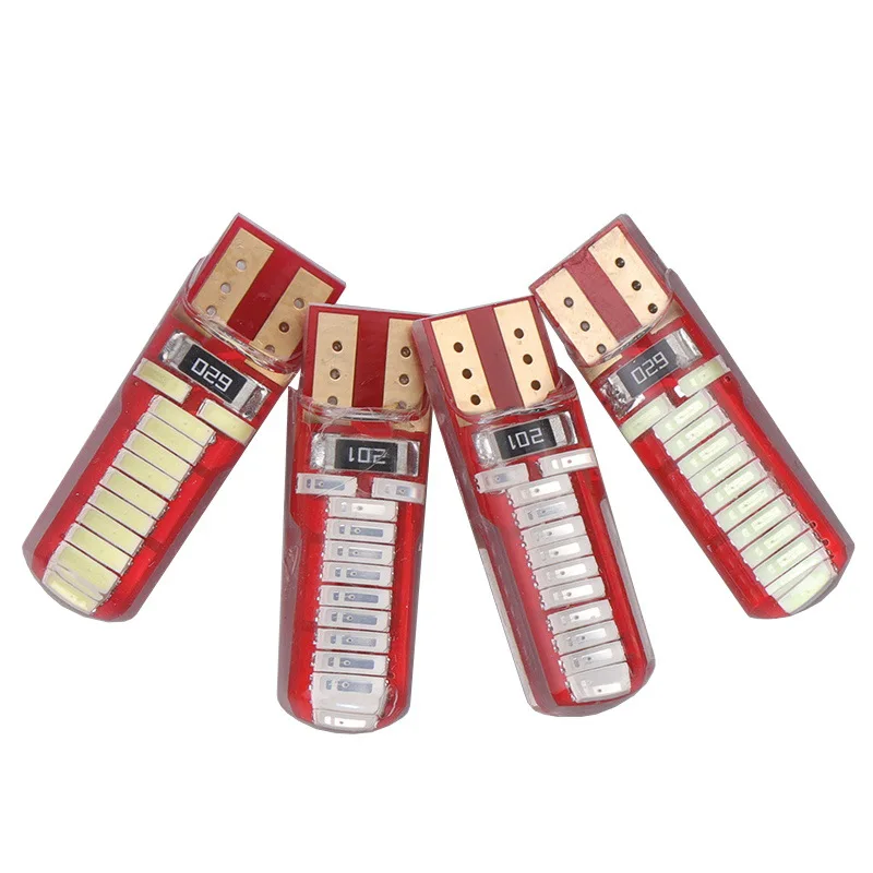 2 PIÈCES T10 194 W5W LED 4014 24 SMD Silicone LED Très Brillante LED AMPOULES Plaque Dimmatriculation Lights12V Blanc