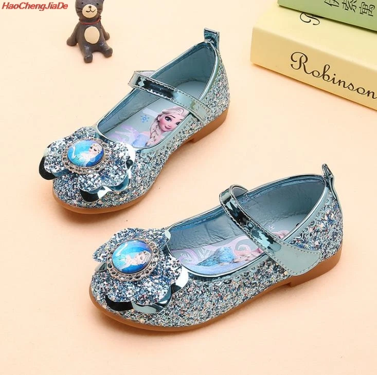 Kids Princess Crystal Shoes Girls Casual Shoes Butterfly Children Shoes Girls Bowtie Elsa Party Dance Fasshion Shoes 26-36