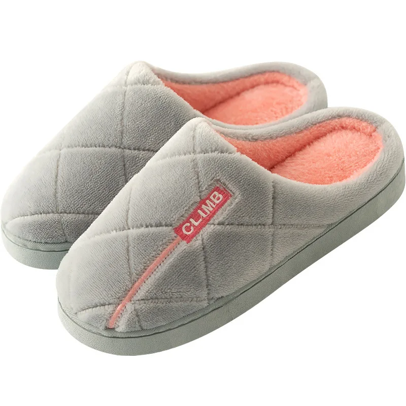 light gray Женские домашние тапочки; теплые плюшевые Нескользящие домашние тапочки для влюбленных; мягкая зимняя обувь без застежки; женские и мужские шлепанцы; SH08272 - Цвет: light gray