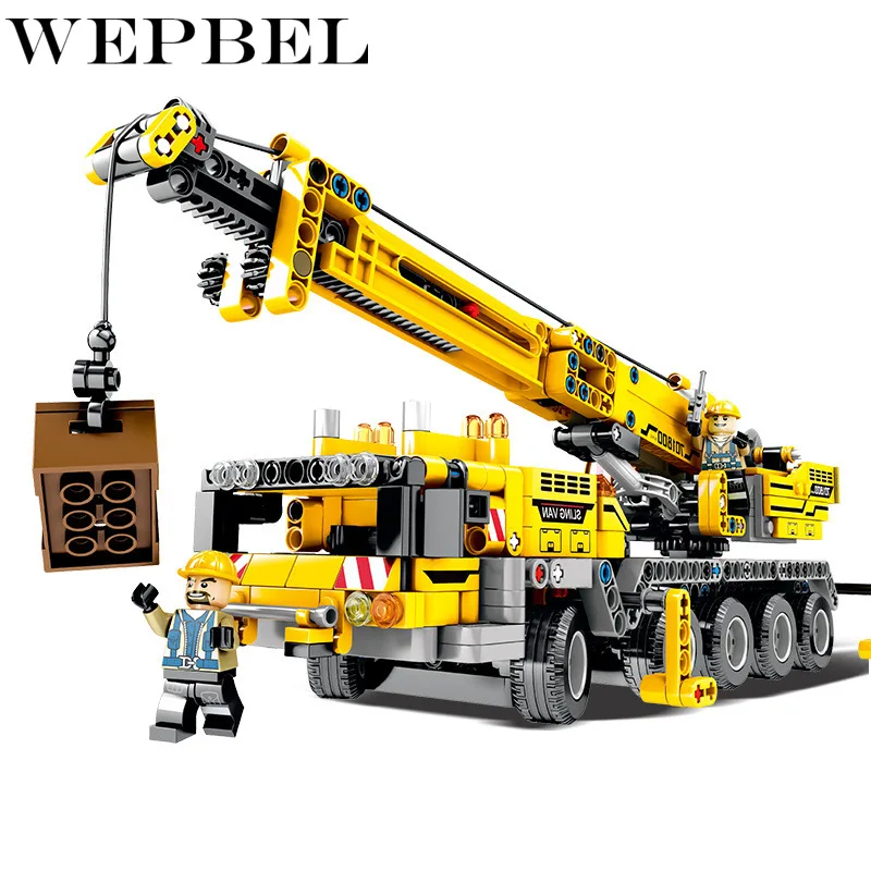  WEPBEL 665pcs Technic Engineering Lifting Crane Car Building Blocks Compatible Legoed Technic Enlig