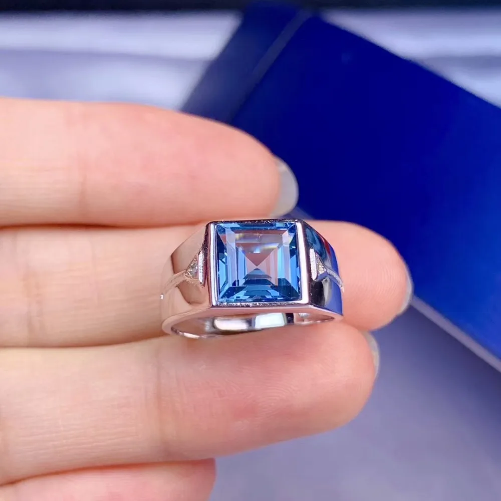 Waliicorners Men's noble blue ring live 925 silver with 8mm natural ring Simple and generous value 6 O1CN01EwWi6D1FchjqpR4Zz_!!123940508
