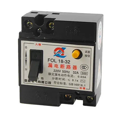 

220V AC 32A 2P RCCB FOL 18-32 Residual Current Circuit Breaker