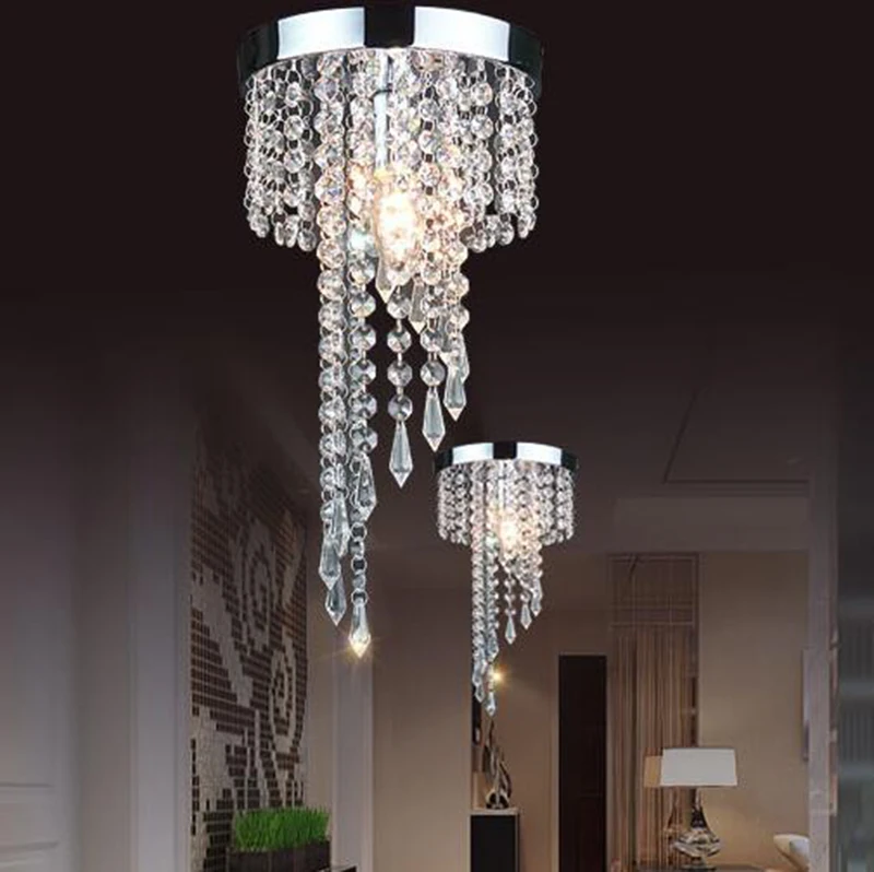 Modern Chrome Lustre Led Crystal Ceiling Lights Lighting Fixture Ceiling Lamp Crystals Aisle Lights
