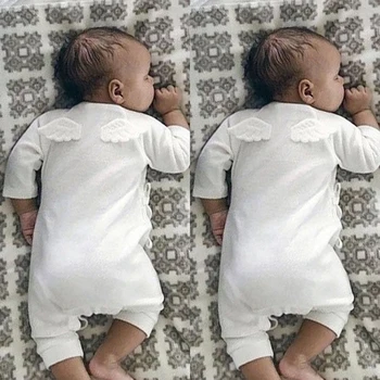 

Newborn Wing Little Angel Romper Jumpsuit Infant Baby Boy Girl Clothes Solid Color Back Playsuit Clothing