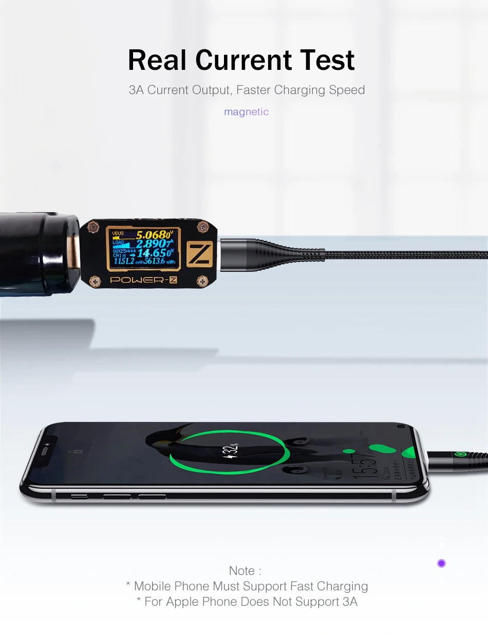 Rock Usb type-C кабель 1 м 2 м светодиодный магнитный кабель для быстрой зарядки для samsung Galaxy S9 S8 Plus Note 9 8 OnePlus 7 Pro зарядный кабель