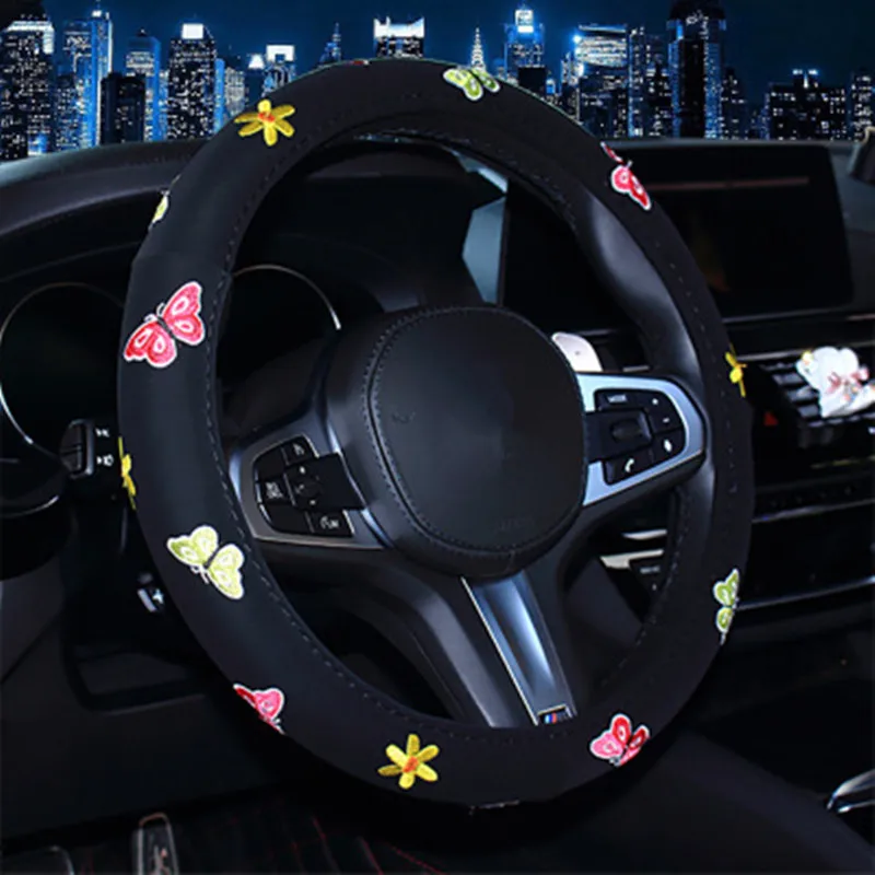 

1PCS Steering Wheel Cover Car Steering Wheel Cover Ladies Special Embroidery Car Handle Cover Four Seasons Universal