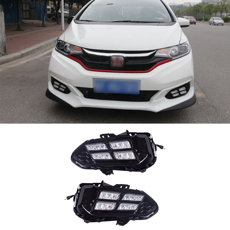

1 пара, светодиодные дневные ходовые огни для Honda Fit 2018