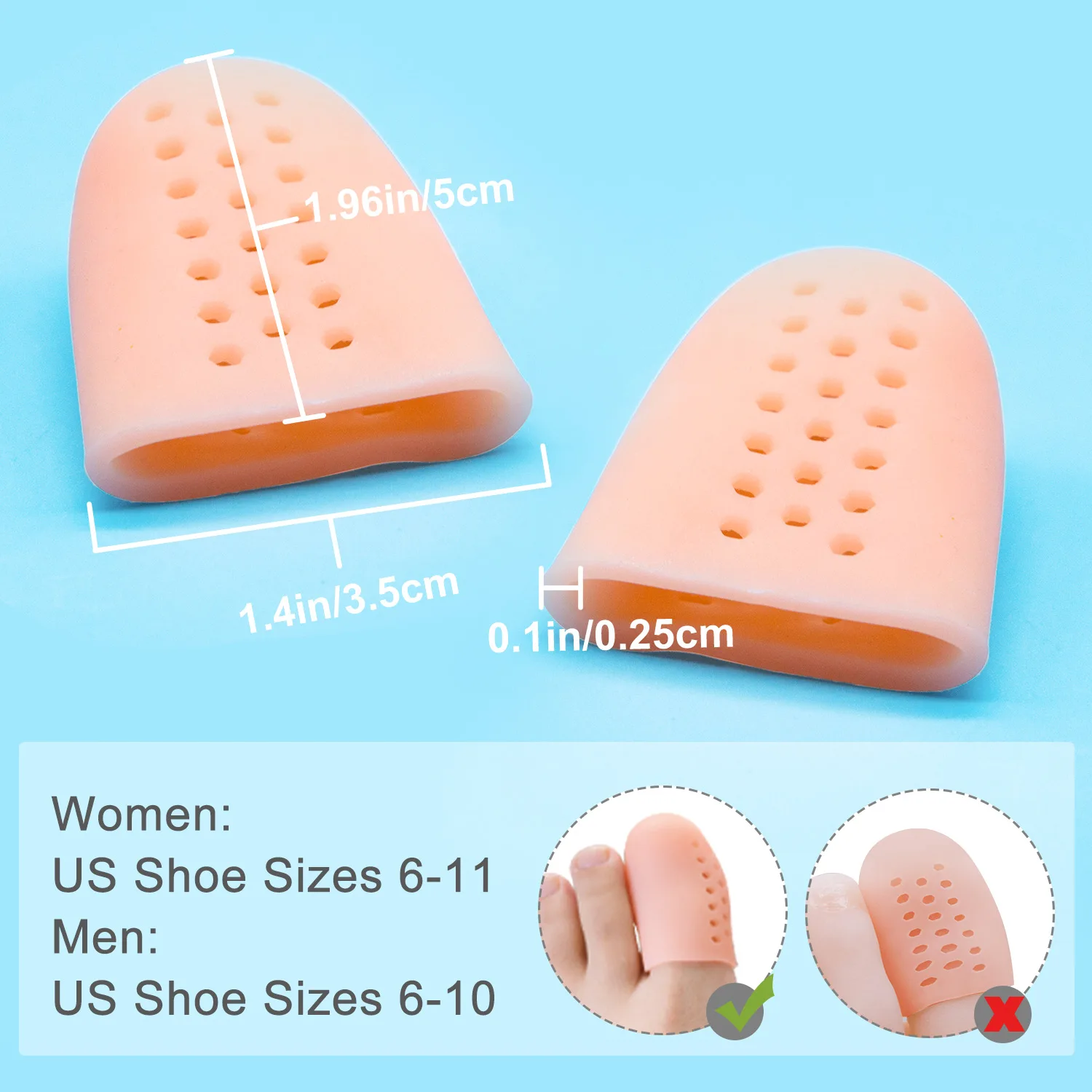 Toe Protector 2/4/6/8/10pcs Big Thumb Care Silicone Soft Breathable Foot Corns Blisters Toe Cap Cover Finger Protection