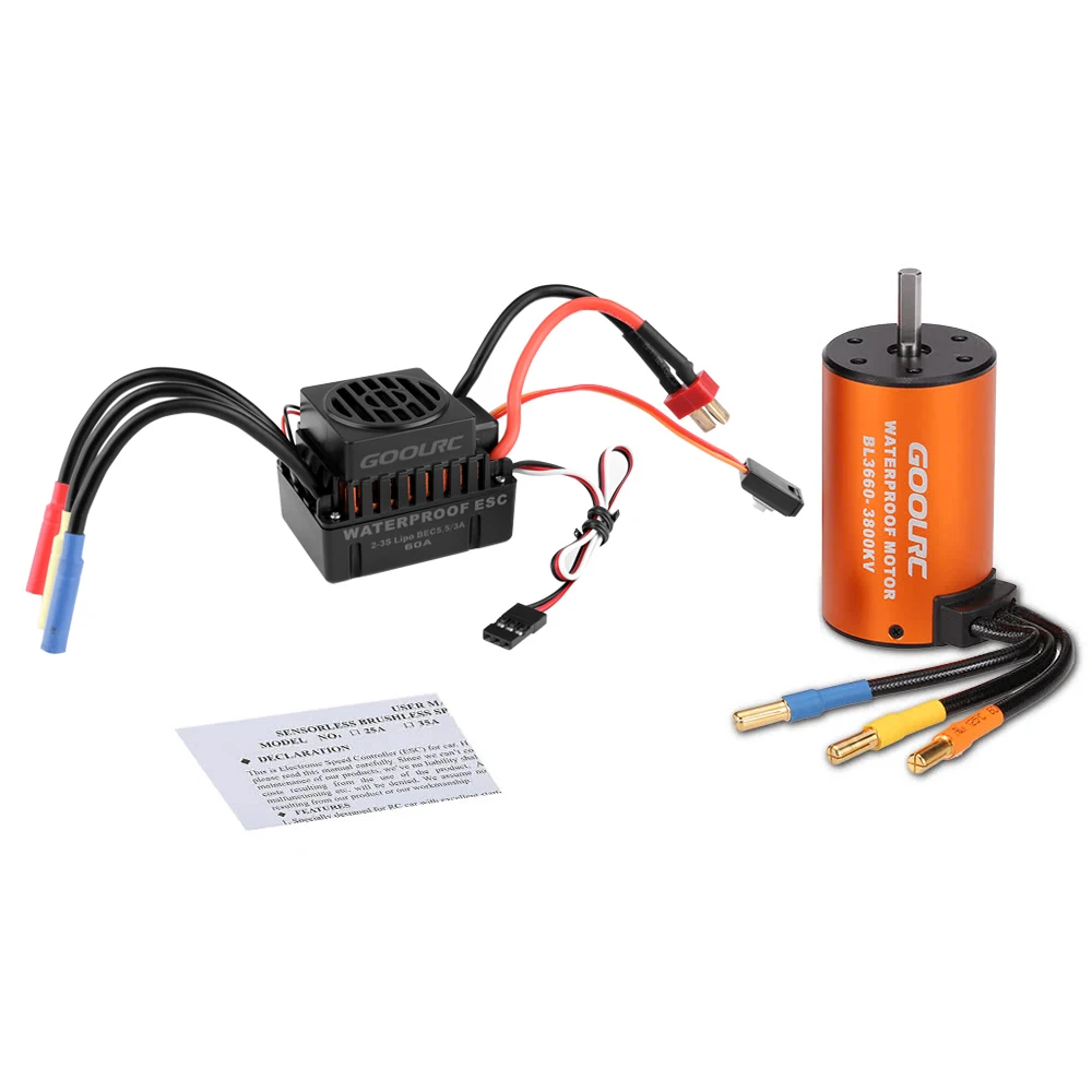 

Upgrade GoolRC Waterproof 3660 3800KV Brushless Motor with 60A ESC Combo Set for 1/10 RC Car Parts