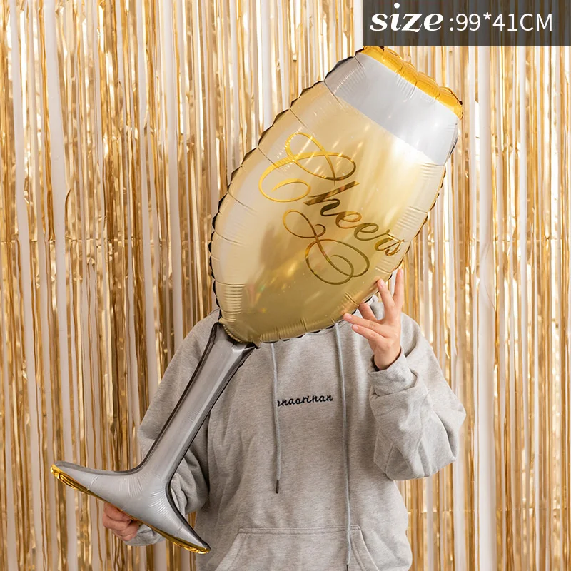 30-й день рождения Золотая Корона бокалы для шампанского Бутылка для виски фольга Воздушные шары школьные вечерние металлические вечерние шары - Цвет: Big Champagne Glass