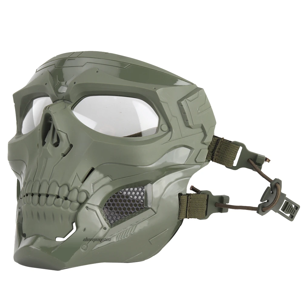 Наружные охотничьи маски, полное лицо, военная страйкбольная пейнтбольная маска, полупрозрачные линзы, защитная тактическая Боевая маска CS для стрельбы из черепа - Цвет: green