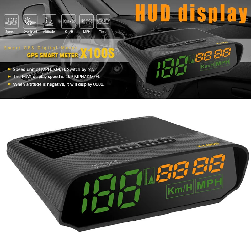 Автомобильный OBD HUD Дисплей солнечный gps Светодиодный KMH MPH Спидометр сигнализация