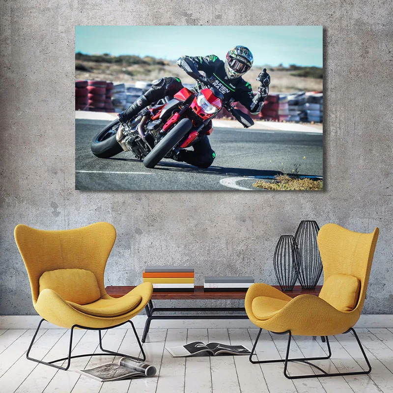 Современные настенные художественные картины на холсте Ducatis Hypermotard, 950, гоночный мотоцикл, гоночный трек, картина, декор для гостиной, плакаты и принты
