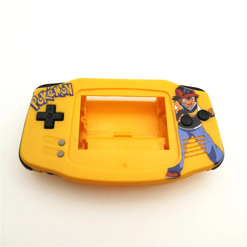 Ash Ketchum Покемон рисунок DIY Полный Корпус в сборе корпус Чехол ж/резиновый коврик кнопки для Gameboy Advance Игровая приставка GBA - Цвет: Yellow