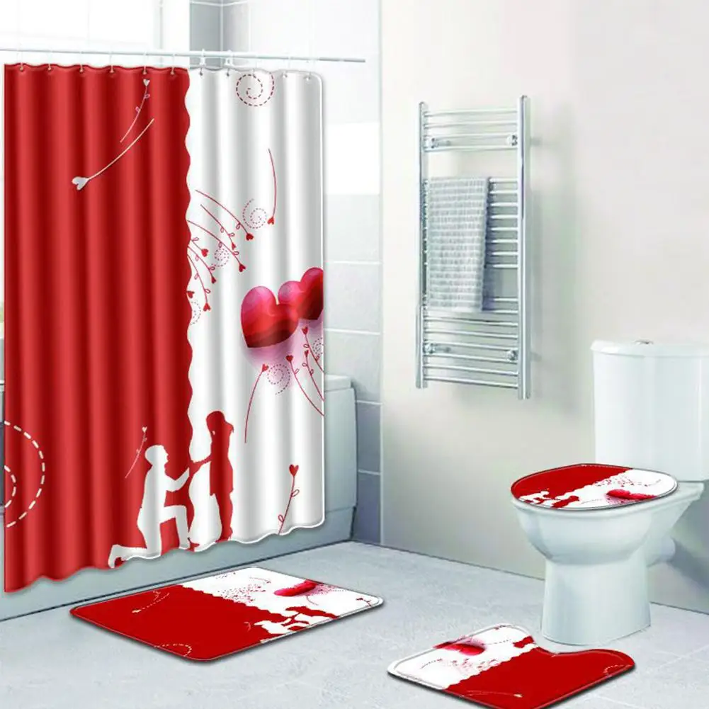 Love theme 19 HobbyLane 4 шт./компл. тема любви на нескользящей подошве для туалетной бумаги крышка коврик для ванной душевая Шторы комплект на День святого Валентина - Цвет: Love theme 19