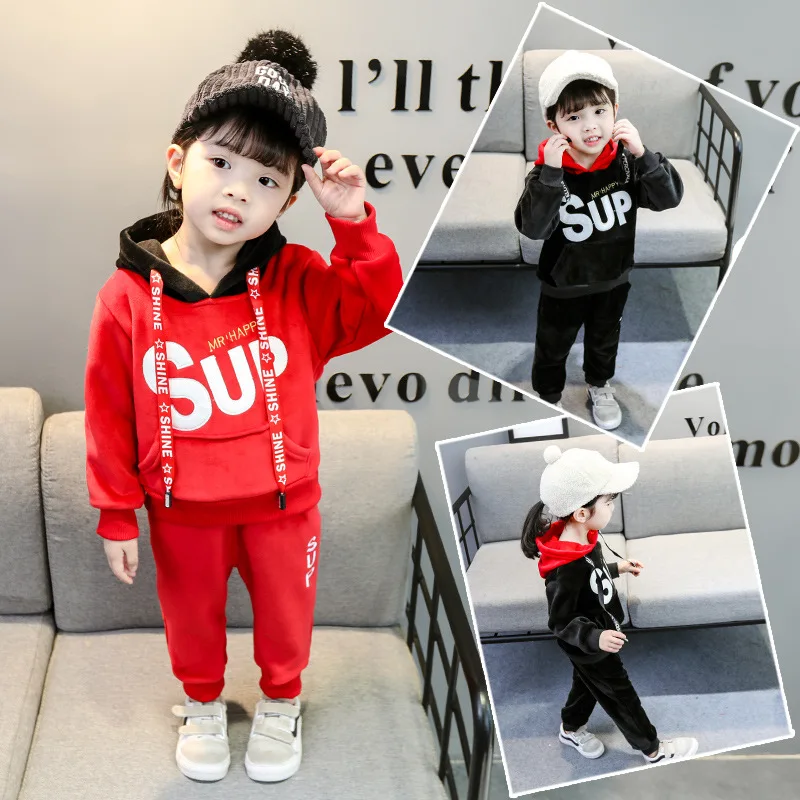 

CHILDREN'S Suit English Words Two-Piece Set Childrenswear GIRL'S Suit 0-4-Year-Old fu he rong Winter Korean-style
