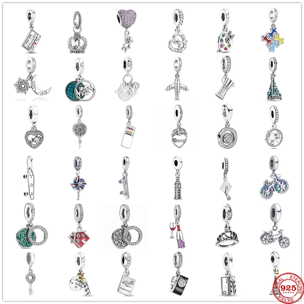 New Drawing Board Camera Castle House Bear Pendant Dangle DIY fine beads Fit Original Pandora Charms Silver 925 Bracelet Jewelry | Украшения