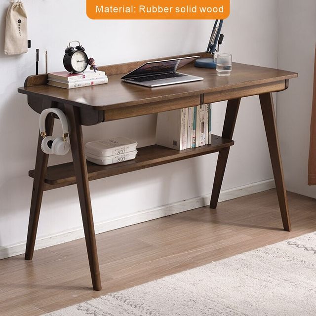 Rubber Wood Solid Wood Desk, Simple Home Student Computer Desk, Nordic