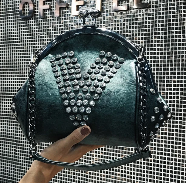 

2019 Fashion Brand Women Bag PU Leather Diamonds Shoulder Bag Chain Shell Messenger Bag Female Tote Crossbody Bags For Girls