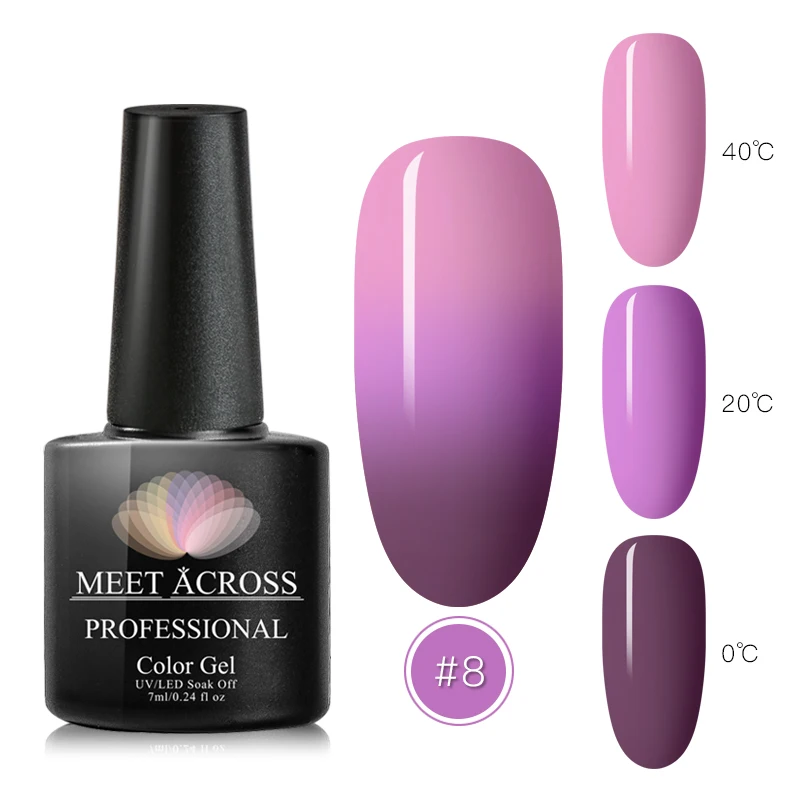 MEET ACROSS Thermal Glitter Gel Nail Polish 3 Colors Temperature Color Changing Nail Art Gel Lacquer DIY Soak Off UV Gel Varnish - Цвет: BH375