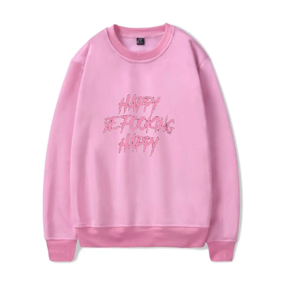 Толстовка в стиле хип-хоп yungblud be fooking happy с круглым вырезом Женская/Мужская Новая Толстовка kpop Весенняя Осенняя Толстовка в стиле Харадзюку с круглым вырезом - Цвет: pink
