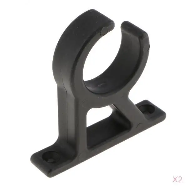 2pcs C-Shape Boat Hook Ladder Clamp Holder Bracket Clips Fit for 1-3/4 inch Ladders Tube, Black