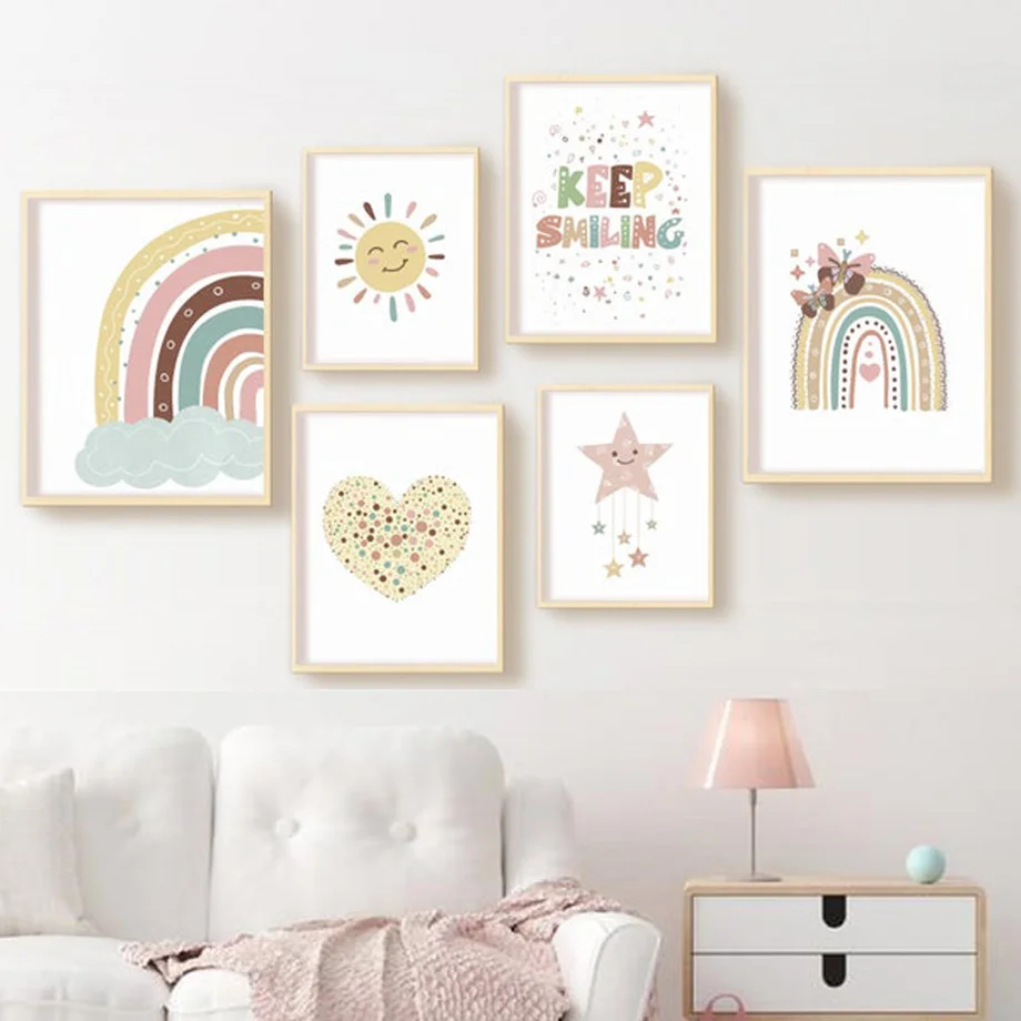 Cartoon Sun Rainbow Cloud Rain Wall Art Canvas Painting Nordic Posters And Prints Nursery Wall Pictures For Baby Kids Room Decor Cartoon Sun Rainbow Cloud Rain Wall Art Canvas Painting Nordic Posters And Prints Nursery Wall Pictures For Baby Kids Room Decor