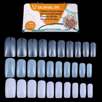 

500pcs 3 Colors Quick Building Mold Nail Extension Flat Shape French UV Gel Polish Manicure Acrylic Full Cover Coffin Fake Nails